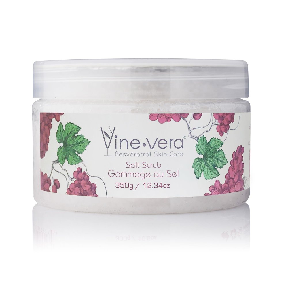 Vine Vera Salt Scrub - with Sea Salt - Exfoliates & Conditions - 12.3 Oz