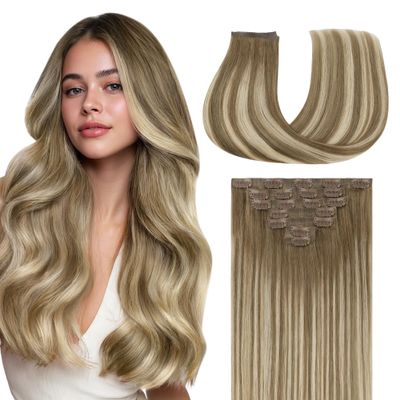 GOO GOO Seamless Clip in Hair Extensions Real Human Hair Remy Extensions