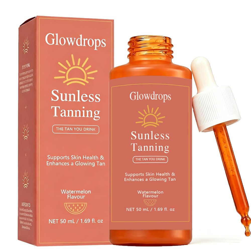 GlowDrops Tanning Drops, Glow Drops Tanning Drops, Natural Sunless Tanning Drop to Drink for Face & Body,for All Skin Types, 1.69 FL OZ (1PCS)