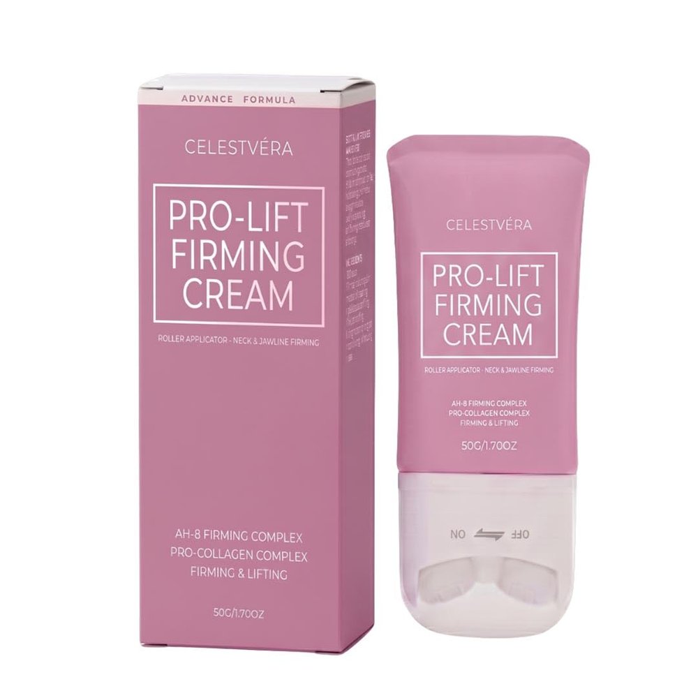 Celestvra Official Pro-Lift Firming Cream, Neck & Jawline Care with Roller Massage Applicator, Hydrating Lightweight Non-Greasy Formula, AH-8 & Collagen Complex, 50g (2)