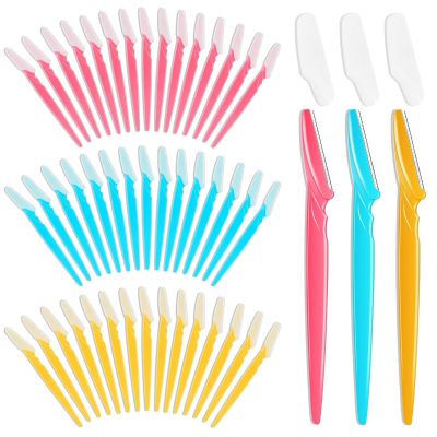33 Pcs Face Razors,Dermaplane Razor for Women Face, 3 Colors Eyebrow Razors and Face Razors for Women and Men, Multipurpose Facial and Eyebrow Hair Trimmer and Shaver with Precision Cove
