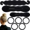 Alpinleux 8 Pcs Hair Bun Maker Set, 3 Sizes Sponge Bun Maker Hair Updo Shaper, Bun Styling Tools with 5 Hair Ties for Women French Bun Donuts - Black view 1
