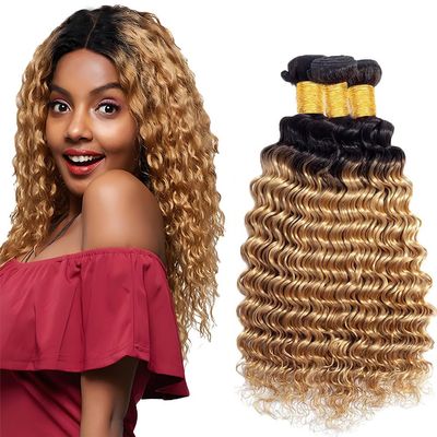 SQYKELIL 1B/27 Human Hair Bundles Ombre Deep Wave Bundles 18 20 22 Inch