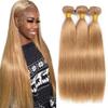 Honey Blonde Bundles Straight Human Hair 26 28 30 Inch Color 27 Straight Bundles Double Weft Unprocessed Brazilian Virgin Remy Hair Extensions Color #27 Bundle For Women view 1