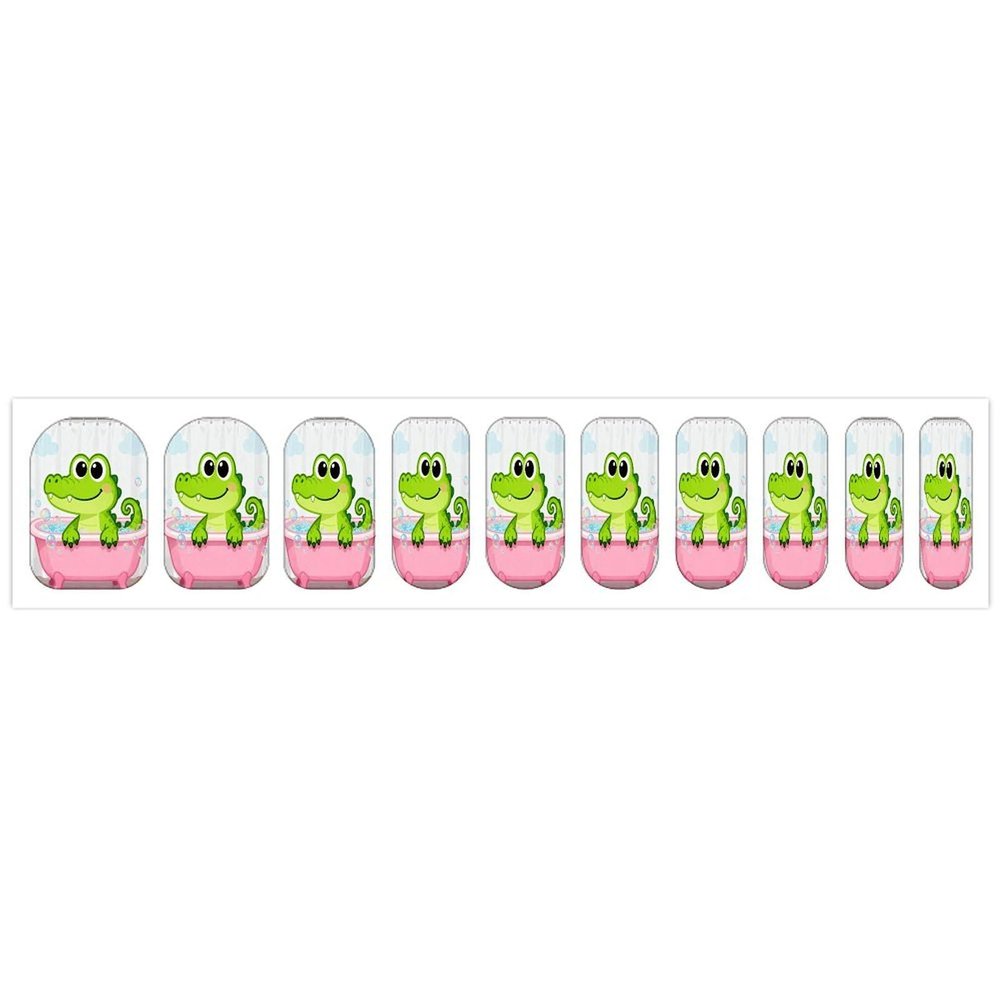 Bathtub Gator Nail Art Stickers, 10 Sheets Waterproof Full Cover Nail Decals, Self-Adhesive Nail Wraps for Women Personalized Cute Designs Nail Accessories for Party & Daily Wear