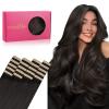 WENNALIFE Tape in Hair Extensions Human Hair, 20pcs 50g 20 Inch Dark Brown Remy Straight Skin Weft - 28-Curve view 1