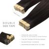 WENNALIFE Tape in Hair Extensions Human Hair, 20pcs 50g 20 Inch Dark Brown Remy Straight Skin Weft - 28-Curve view 3