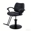 ZeHuoGe Pure Black Stitched Salon Chair, Hydraulic Barber Chair with Channel Tufted Backrest & Seat, Round Base, Armrest, Circular Metal Tube Foot Pedal, for Hair Stylist view 1