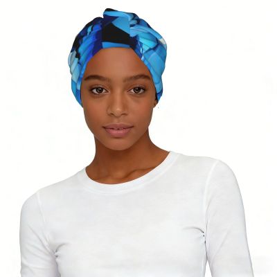 Abstract Blue Print Headbands for Women Elastic Hair Bands Breathable Boho Hair Scarf Wide Head Wraps for Daily Use
