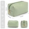 UUYUUY Makeup Bag Set for Women, 4PCS Travel Cosmetic Bags Pencil Case, Striped Seersucker Toiletry Organizer Pouches, Cute Makeup Pouch for Purse, Accessories and Gifts, Green view 2