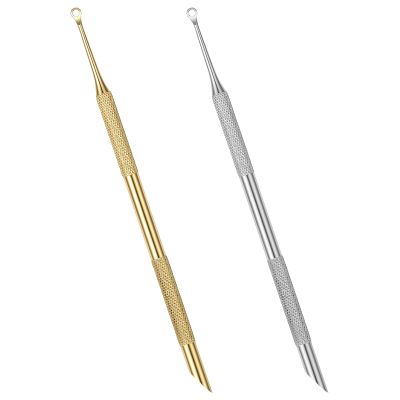 2PCS Pre Treatment Cuticle Scraper Dual Ended Loop Cuticle Pusher with Loop
