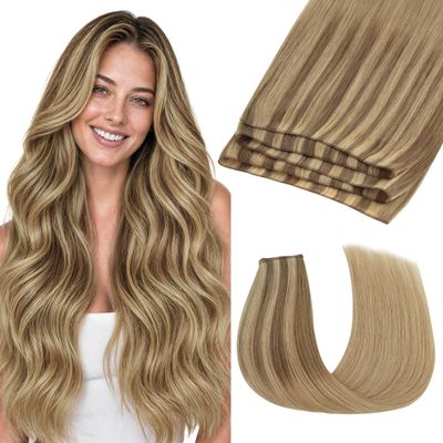 GOO GOO Genius Weft Hair Extensions Human Hair Invisible Blend Flat Weft