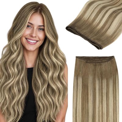 GOO GOO Sew In Hair Extensions Real Human Hair Thick, Add Volume 22In 110g