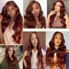 Copper Red Body Wave Human Hair Bundles Color #33 Bundles Human Hair 24 26 28 Inch Brazilian Virgin Hair Extensions Double Weft Reddish Brown Body Wave Bundle For Women view 2