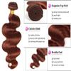 Copper Red Body Wave Human Hair Bundles Color #33 Bundles Human Hair 24 26 28 Inch Brazilian Virgin Hair Extensions Double Weft Reddish Brown Body Wave Bundle For Women view 3