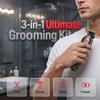 Cordless 3-in-1 Electric Beard Trimmer Kit, Rechargeable Mustache and Nose Grooming Set for Men, Hair Clipper with Guide Combs (Red) view 2