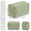 UUYUUY Makeup Bag Set for Women, 4PCS Travel Cosmetic Bags Pencil Case, Checkered Seersucker Toiletry Organizer Pouches, Cute Makeup Pouch for Purse, Accessories and Gifts, Green Gingham view 2