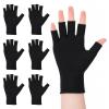 3 Pair Black Cotton Fingerless Gloves, Black Fingerless Moisturizing Gloves view 1