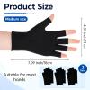 3 Pair Black Cotton Fingerless Gloves, Black Fingerless Moisturizing Gloves view 2