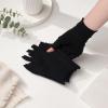 3 Pair Black Cotton Fingerless Gloves, Black Fingerless Moisturizing Gloves view 4