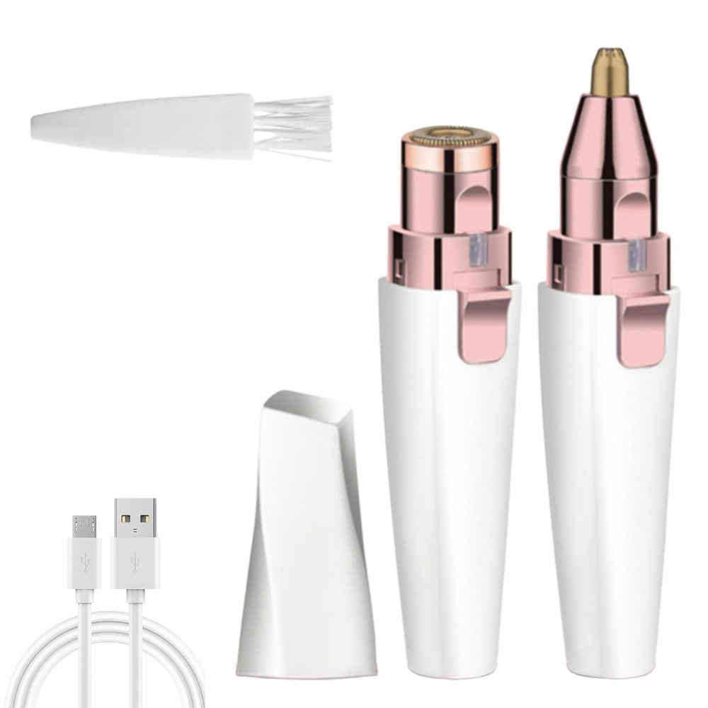 Bivelle Hair Remover for Face and Nose,Facial Hair Removal for Women,2 In1 Rechargeable Facial Hair & Eyebrow - LED Light