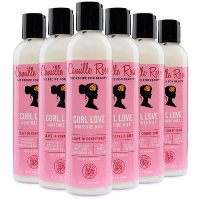 Camille Rose Leave-In Conditioner, Curl Love Moisture Milk 6-Pack Curly Hair Moisture, Detangler, Frizz Control, 8 Fl Oz Ea