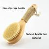 Bath Brush Soft Solid Wood Short-Handled Round Head, Body Brush Natural Bristle Hair Gentle and Non-irritating Body Scrubber, Non-Slip Handle(Natural A,7.9 * 3.1inches*1) view 2