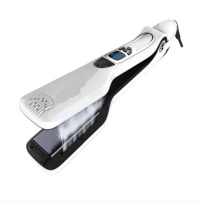 Straightening Wand Professional Hair Straightener Steam Flat Iron Straightening Brush Electric Brushes Ceramic Tourmaline Straighteners Household Items(White with Box)