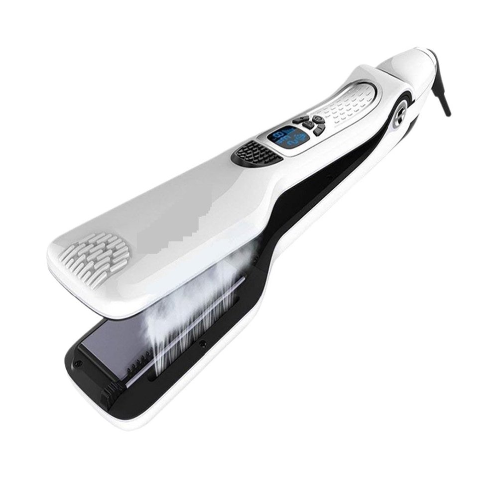 Straightening Wand Professional Hair Straightener Steam Flat Iron Straightening Brush Electric Brushes Ceramic Tourmaline Straighteners Household Items(White with Box)