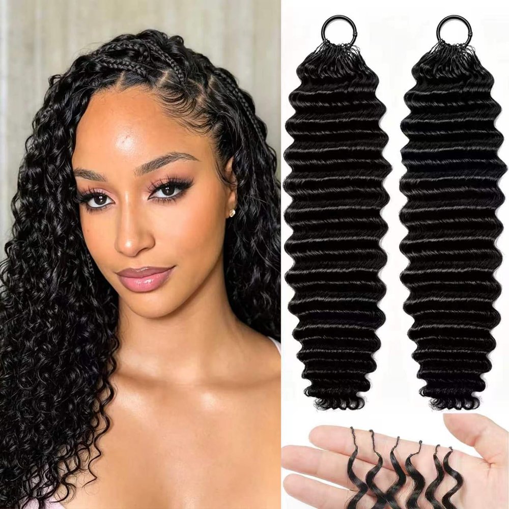 Human Crochet Hair for Black Women Deep Wave 16 Inch 120g 100 Strands