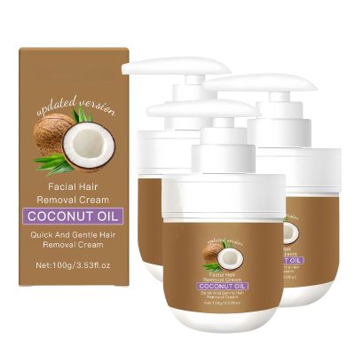 Coconut Oil Hair Removal, Facial Hair Removal Cream for Sensitive Skin (3Pcs)