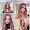 DWMGLP 18" Long Light Purple-Pink Ombre Curly Wavy Wig For Women Heat Resistant Fiber Wigs Halloween Cosplay Daily Party+Cap (Light Purple-Pink Ombre) view 2