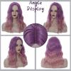 DWMGLP 18" Long Light Purple-Pink Ombre Curly Wavy Wig For Women Heat Resistant Fiber Wigs Halloween Cosplay Daily Party+Cap (Light Purple-Pink Ombre) view 3
