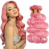 26 28 30 Inch Niegmeag Pink Human Hair Bundles Light Pink Bundles Human Hair Body Wave Bundle Unprocessed 3 Bundles 150g view 1
