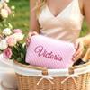 Mostop Custom Seersucker Makeup Bag, Personalized Embroidered Monogram Toiletry Pouch, Summer Beach Organizer, Gift for Her Bridesmaid Gift view 4