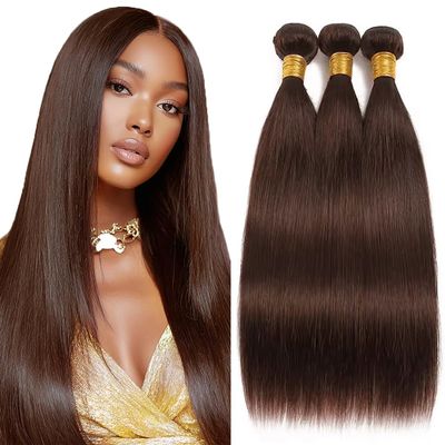 Vinmdonm #4 Brown Bundles Human Hair Chocolate Brown Straight 3 Bundles 18 20 22 inch 10A Real Color #4 Straight Human Hair Extensions 160g