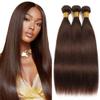 Vinmdonm #4 Brown Bundles Human Hair Chocolate Brown Straight 3 Bundles 18 20 22 inch 10A Real Color #4 Straight Human Hair Extensions 160g view 1