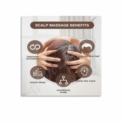 Benefits of Scalp Massage Guide to Improving Hair Growth, Stress Relief Circulation Poster Canvas for Living Room Bedroom Decor 16x16inch(40x40cm) Unframe-style