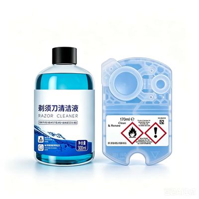 Compatible with Braun Series 3/5/6/7/8/9/CT Shavers, Clean & Renew Cartridge Refill 300ml + 170ml, Lubricates Blades, Removes Residue & Oils, Lemon Scent