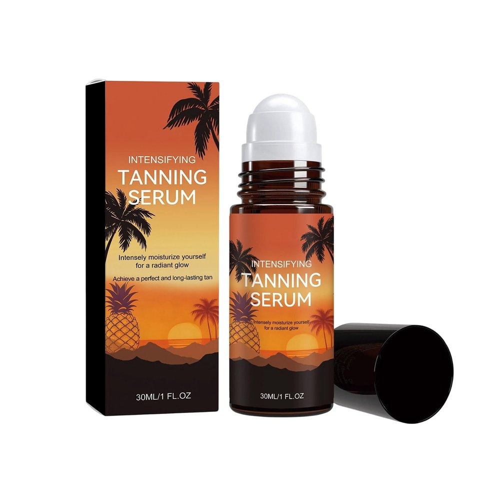 Self Tanning Serum Roll on for Face and Body, Natural Tanning Oil with Moisturizing Formula for Gradual Glow, Travel Size Sunless Tanner for Beach Vacation, Summer Travel, Outdoor Use (1pc)