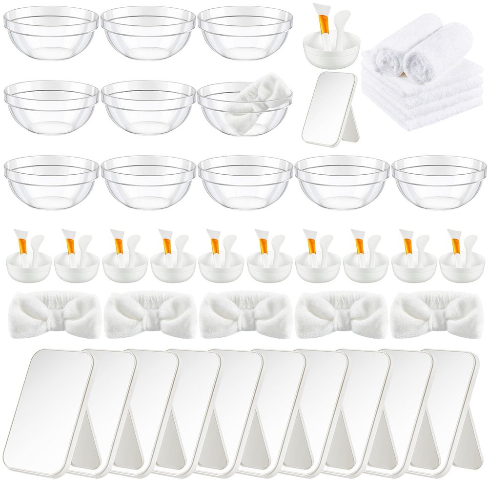 Teenyyou 12 Set White Spa Party Supplies for Girls Women for Sleepover
