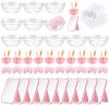 Teenyyou 8 Set White Pink Spa Supplies for Girls Women Include Facial Mask Bowl with Stick Spatula Silicone Brush Mirror Headband Towel for DIY Sleepover Slumber Wedding Party Favor view 1