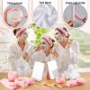 Teenyyou 8 Set White Pink Spa Supplies for Girls Women Include Facial Mask Bowl with Stick Spatula Silicone Brush Mirror Headband Towel for DIY Sleepover Slumber Wedding Party Favor view 3