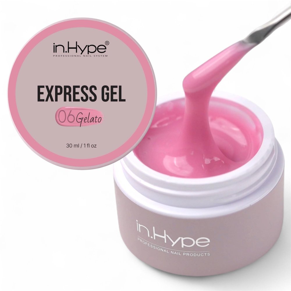 IN.HYPE Express/Liquid Builder Gel/Hard Gel in a Pot Hema, TPO- free for Nail Enhancing/Overlays/Strengtenning (Gelato #6)