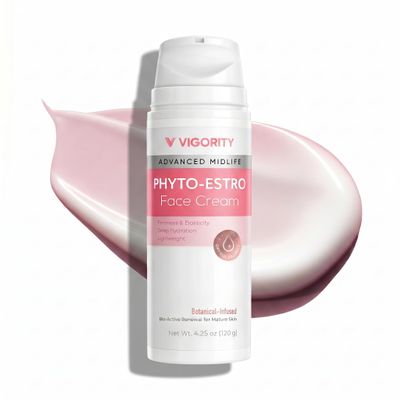 Vigority Phyto-Estro Face Cream for Menopause & Midlife Skin Deep Hydration & Firming Moisturizer for Dry, Thinning, Aging Skin, Supports Elasticity & Radiance, Lightweight Formula (4.25 oz)
