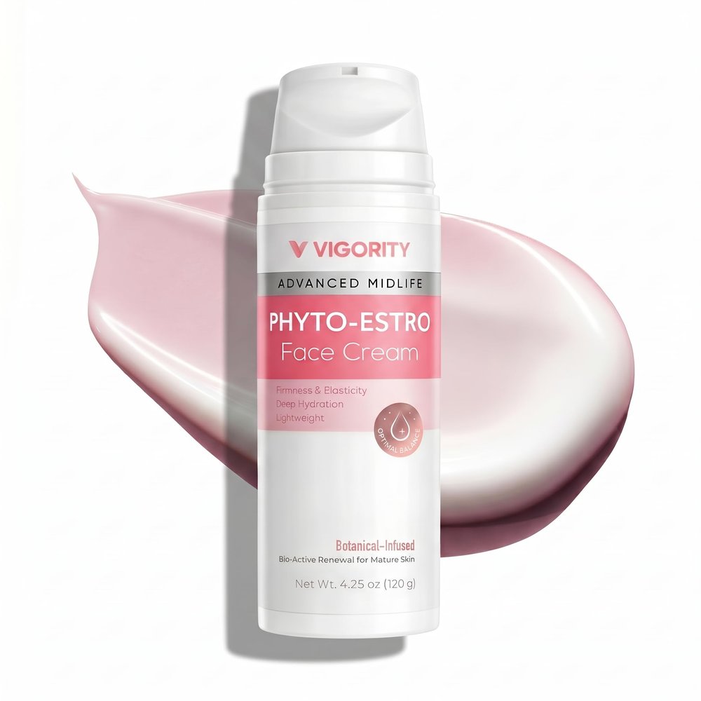 Vigority Phyto-Estro Face Cream for Menopause & Midlife Skin Deep Hydration & Firming Moisturizer for Dry, Thinning, Aging Skin, Supports Elasticity & Radiance, Lightweight Formula (4.25 oz)