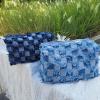 Serounder Checkered Portable Makeup Bag Scratch Proof Cosmetic Case for Travel Toiletry Accessories 7.1x4.3x3.9in (Blue) view 3