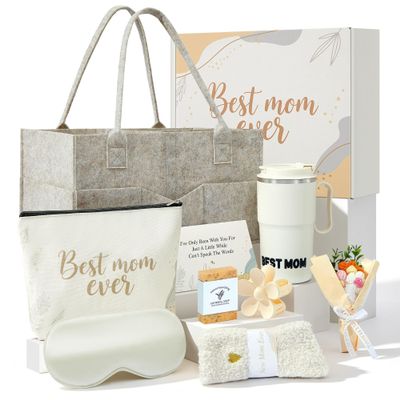 Farmansion Gifts for New Mom - 10 Pcs Postpartum Care Package with Diaper Caddy, First Time Mom Gifts, Expecting Mom to Be Gift, Baby Shower New Mom Gift Box