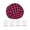 Retro Pink Black Checkerboard Print Shower Caps for Women, Reusable Shower Cap for Long Hair, Double Layers Elastic Band Hair Cap Bath Accessories Women view 3