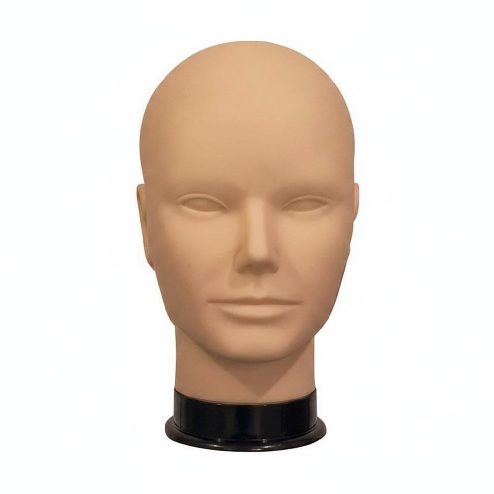 Male Practice Head model Smooth Surface Bald Practice Head Stable Mounting Beauty Supply for Cosplay Room , Rubber Head - Completely Blank